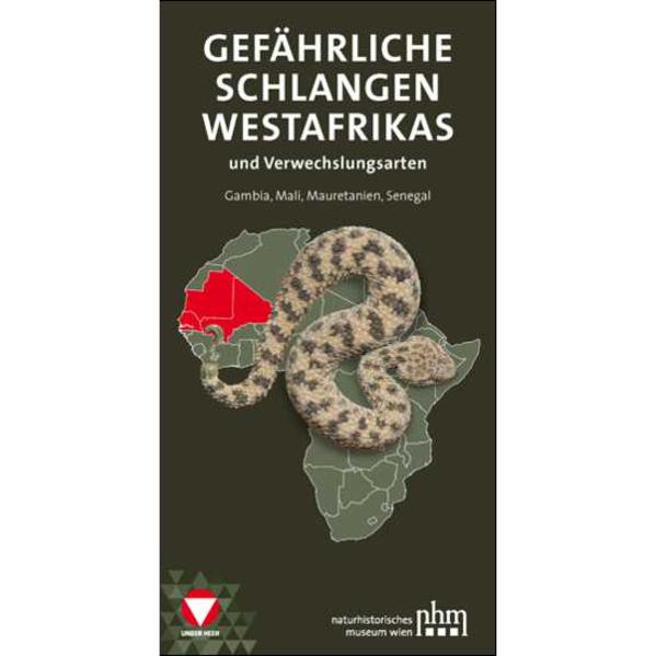 Der Folder stellt in 60 Abbildungen die gefährlichen Schlangen Westafrikas und ihre Verwechslungsarten vor.