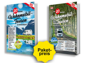 Bei gleichzeitigem Kauf der beliebten zwei Bücher "Die 20 besten Wohnmobiltouren in Deutschland  Band 3" (978-3-928803-86-1) und "Die 20 besten Wohnmobiltouren - Band 4