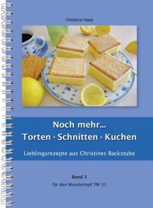 Zum Schlemmen: 66 Torten und Kuchen, die leicht gelingen! Da fällt die Auswahl wirklich schwer, denn ein Stück schmeckt besser als das andere! Suchen Sie etwas Fruchtiges, eine Torte mit „Schuss“ oder etwas für den Teilchenteller, darf es nussig oder soll es cremig sein, oder wie wäre es mit einem lockeren Hefeteig ganz frisch aus dem Ofen? Hier finden Sie garantiert Ihre Lieblingsstücke! Was ist Ihr Favorit? Blättern Sie doch gleich in aller Ruhe durch! Besuchen Sie meine Homepage: www.christines-rezepte.de