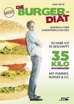 Insgeheim haben wir alle darauf gewartet, jetzt ist sie endlich da DIE BURGER-DIÄT Der Erfinder Maik Metze beschreibt in seinem gleichnamigen Buch, wie er in 6 Monaten 35 kg abgenommen hat. Und das ausschließlich mit Burgern, Pommes & Co. Jeden Tag! Und es ging ihm nicht nur seelisch äußerst gut dabei, auch sein Arzt hat ihm durchgängig extrem gute Werte bescheinigt, die im Laufe der Diät sogar noch besser wurden. Unglaublich? Aber wahr! Lesen Sie alles über DIE Diät des Jahres, die alltäglichen Leiden eines Dicken, und wieso es Metze nach über 15 erfolglosen Diätversuchen zum ersten Mal leicht fiel, durchzuhalten und abzunehmen.