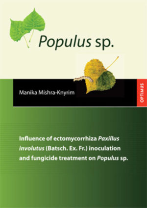Honighäuschen (Bonn) - Ectomycorrhiza Paxillus involutus (two strains: Maj and Nau) were used to synthesize mycorrhiza with Populus canescens in an axenic culture. Next fungal strain Maj and the systemic fungicide Previcur® N were used on 5 clones of Populus nigra cuttings in an open condition. Biometric parameters, microsatellite, photosynthesis rate, ecto- and arbuscular mycorrhization, endophytic fungal colonisation, ITS-sequencing, biochemical analysis, insect feeding test and emission of volatile compounds were studied.