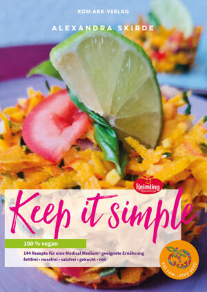 Keep it simple 144 Rezepte für eine Medical Medium© geeignete Ernährung fettfrei -nussfrei -salzfrei -gekocht -roh In diesem Buch präsentiert Alexandra Skirde - Fachberaterin für holistische Gesundheit Vegan Raw Chef und bekannt als Foodbloggerin „rawandsexy” - ihre neuesten kulinarischen Kreationen. Diesmal legt sie den Fokus auf vegane fett-, nuss- und salzfreie Rezepte, die getreu ihrem Motto „Keep it simple“ auch von Anfängern ganz einfach zubereitet werden können. Darüber hinaus wird die Leber entlastet und die Ernährung wird somit einfach bekömmlicher. Der Autorin stand bei der Entwicklung des Buches der befreundete Gesundheits-Coach Bernd Bissinger beratend zur Seite, der selber den „Medical Medium© Way of Life“ lebt. So konnten diese zauberhaften und reinen Rezepte in ihrer Vollendung entstehen - dies hat er auch im enthaltenen Vorwort erklärt. Ihr immenses Fachwissen gibt Alexandra neben ihren Büchern ihrer Webseite und ihren Social-Media-Kanälen auch in Form von Workshops und Beratungen sowie als Sprecherin auf Events und Fachmessen weiter. Sie berät neben zahlreichen Privatleuten auch Restaurants und Hotels in Deutschland sowie im Ausland (z. B. auf Bali/Gili Air) wie man gesundes, veganes Essen schmackhaft kredenzen kann. Zudem ist sie Mitglied des Kompetenz-Teams des veganen Bio-Restaurant-Konzepts „ALGE“. Sie lebt mit ihrem Mann in Düsseldorf.