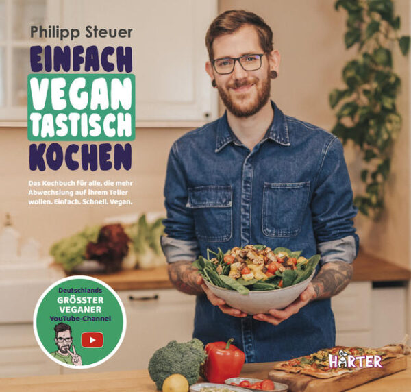 25 Jahre lang aß Philipp Steuer selbst gerne Fleisch, bis er aus Wertschätzung von Gesundheit, Tierwohl und Umwelt vegan wurde. In diesem Kochbuch zeigt er dir über 50 seiner leckersten Rezepte, die einfach und schnell in der Küche zu zaubern sind und dabei ohne tierische und exotische Zutaten auskommen. Zudem gibt er inklusive Einblicke und wertvolle Tipps in sein Küchendasein. Philipp Steuer betreibt Deutschlands größten veganen Koch-YouTube-Channel, auf dem er jede Woche ohne erhobenen Zeigefinger Trends, neue Rezepte und alles Wissenswerte rund um die vegane Ernährung vorstellt. "Einfach vegantastisch kochen" ist erhältlich im Online-Buchshop Honighäuschen.