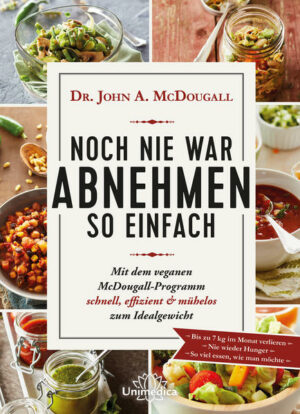 Honighäuschen (Bonn) - Deutlich an Gewicht verlieren, so viel essen, wie Sie wollen, sich dabei gesund fühlen und auch noch großartig aussehen  alles nicht mehr als ein unerfüllbarer Traum? Dank diesem Bestseller des international renommierten Arztes und Ernährungsexperten Dr. John McDougall ist dieser Traum schon für Tausende Menschen Realität geworden. In seinem bahnbrechenden Buch präsentiert Dr. McDougall einen einfachen, leicht umsetzbaren Plan zum Abnehmen, der auf den neuesten wissenschaftlichen Informationen zu den Themen Ernährung, Stoffwechsel und Hunger basiert. Er beweist, wie wichtig Kohlenhydrate nicht nur zum Stillen des Hungers, sondern auch für die Gesundheit sind und wie Lebensmittel wie Hülsenfrüchte, Vollkornprodukte, Kartoffeln und Gemüse die Pfunde schmelzen lassen. Sie erfahren außerdem, welche Lebensmittel Sie zunehmen lassen, wie sich Alkohol- und Kaffeekonsum auf Ihr Gewicht auswirken, warum Frauen langsamer abnehmen und welche Sportarten sich einfach in den Alltag integrieren lassen und Ihren Geldbeutel schonen. Über 100 gesunde und köstliche Rezepte wie Mexikanischer Kartoffelsalat, Gemüsechili oder Wildreis mit Spinat sorgen dafür, dass Sie mit Genuss und ohne Hunger abnehmen, während Sie nebenbei Ihren Blutdruck und Ihren Cholesterinspiegel senken, das Risiko von Herzkrankheiten reduzieren und andere Gesundheitsprobleme einschließlich Lebensmittelallergien loswerden können. Mit dem erprobten Mc-Dougall-Programm erreichen und halten Sie nicht nur Ihr Idealgewicht, sondern bringen auch Ihre Gesundheit und Ihr Selbstvertrauen zum Aufblühen. »Ernährung wissenschaftlich zu begreifen, ist eine Sache, das praktische Umsetzen im Alltag eine völlig andere. John und Mary McDougall beherrschen beides.«  Prof. Dr. T. Colin Campbell, Co-Autor von China Study, emeritierter Professor der Cornell University und Karen Campbell