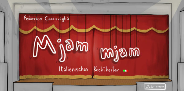 Vorhang auf für die italienische Küche: In diesem Kochtheater bringt und ein echter italienischer Philosoph und Comiczeichner die Grundlagen bei: Brot, Spaghetti, Tomatensauce und zum Nachtisch gibt´s Limetten-Creme-Torte. Hauptdarsteller sind die Zutaten, die zu jedem Rezept ein kleines Stück aufführen. Federico Cacciapaglias Zeichen- und Erzählkünste kennen wir bereits aus seinem Superhelden-Öko-thriller “Die Growls”.