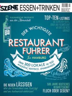 Seit über 30 Jahren ist SZENE HAMBURG ESSEN + TRINKEN die unumgängliche Orientierungshilfe wenn es darum geht, das perfekte Lokal für's erste Stelldichein oder zum Beeindrucken der Schwiegereltern zu finden – und überhaupt für alle Fragen, die mit Hamburgs Gastrowelt zu tun haben. Denn vom szenigen Lokal bis zum feinen Gourmet-Tempel, vom neueröffneten Bistro bis zum alteingesessenen Wirtshaus haben wir Hunderte von Restaurants getestet – anonym, kritisch und unabhängig. Innerhalb unserer zwölf Sparten von Asien über „Vegetarien“ bis zur „Gourmandie“ haben wir uns durch Hamburgs riesiges lukullisches Angebot geschlemmt, um auch in diesem Jahr wieder die besten Restaurants zu küren. Darüber hinaus erzählen wir von neuen Trends wie Naturwein sowie von innovativen Gastronomen und kulinarischen Akteuren, welche die Hansestadt mit ihren Produkten, Ideen und Läden bereichern. Erstmals präsentieren wir als weitere Orientierungshilfe verschiedene Top-Ten-Listings: Wer macht das beste Labskaus der Stadt, wer die beste Pizza, welcher Imbiss hat die besten Falafel und viele mehr. Über 350 Restaurants im Test.