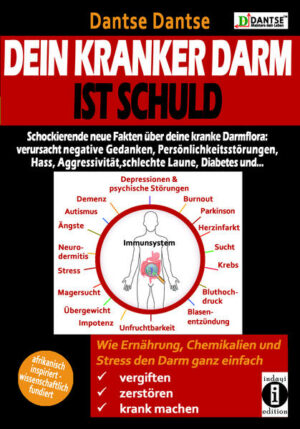 Honighäuschen (Bonn) - Viele Menschen leiden unter körperlichen Beschwerden wie Hautkrankheiten, Diabetes, Demenz, Allergien, Übergewicht, Pilzinfektionen, Migräne oder auch unter psychischen Beschwerden wie Ängsten, Stress, Essstörungen oder Stimmungsproblemen bis hin zu Depressionen und wissen nicht, dass die Ursache dafür im Darm liegt. In diesem Buch erfährst du, an welchen Anzeichen du erkennst, dass dein Darm krank ist, was die Darmflora schädigt, welche Krankheiten daraus entstehen können, wie ein kranker Darm deine Stimmung beeinflusst und dich müde, depressiv und unglücklich macht, warum du mit einer gestörten Darmflora nicht abnehmen kannst und vieles mehr. Du findest in diesem Buch viele afrikanisch inspirierte Informationen und Erkenntnisse, von denen du dir vorher gar nicht hättest träumen lassen, dass sie wahr sind, die aber immer öfter von der Wissenschaft bestätigt werden. Nach der Lektüre wirst du dich in deinen Darm verlieben, da die Liebe auch von dort kommt. Die Liebe geht durch den Magen  das stimmt wirklich!