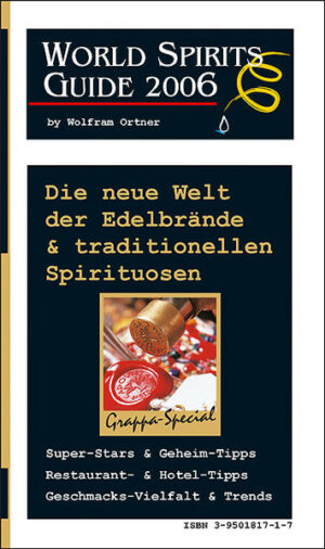 Die NEUE Welt der Edelbrände und traditionellen Spirituosen stellt Jahr für Jahr ihre Produkte beim „World-Spirits Award“ auf den Prüfstand: Eine perfekt ausgebildete Jury aus internationalen Experten verkostet, bewertet und beschreibt alle eingereichten Proben nach dem speziell dafür entwickelten WOB-System. An der Spitze dieses 100-Punkte-Schemas stehen die World-Spirits Medaillen: Doppel-Gold, Gold, Silber und Bronze, darüber hinaus werden die Besten mit den “World-Spirits Awards” beziehungsweise mit dem Titel “Spirit of the Year” ausgezeichnet. Ein besonderes Kriterium des Wettbewerbs ist die Klassifizierung der Destillerien: 3 davon erhielten diesmal den Titel “Distillery of the Year”, die besten in jeder Kategorie sind “World-Class Distilleries”. Edelbrand-Interessierte, Spirituosen-Sammler und Einkäufer erwarten im World-Spirits Guide 2006 zahlreiche Themenbereiche: · Klassisches & Bewährtes - Obstbrände · Internationales & Trendiges - Grappa, Gin, Rum, Wodka und „Exoten“ · Spezielles & Ausgewähltes - Sonderthema Grappa · Zigarren & Kaffee - Crossover-Test mit ihren Partner-Destillaten · Besuchtes & Bewertetes - Hotels, Restaurants, Bars und Shops · Sieger & Vorbilder - „World-Spirits Trophies“ für perfekte Spirituosen-Kultur · Getestet & für gut befunden - Spirituosen-Gläser im Test · Tipps & Tricks - richtig Verkosten, Genießen und Verkaufen von Spirituosen Damit wird der „World-Spirits Guide“ zum unentbehrlichen Nachschlagewerk und idealen Begleiter für kulinarische Reisen in Sachen feinen Spirituosen & Destillaten. Mit vielen Geheim-, Hotel-, Restaurant- und Einkaufs-Tipps sowie attraktiven Adressen für ein genussvolles Leben.