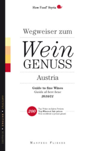 Auf 144 Seiten werden alle 16 österreichischen Weinbaugebiete, Rebsorten, Qualitätsstufen und rund 200 Topweine dreisprachig (English, Italienisch, Deutsch) beschrieben. Jene von Slow Food Styria nominierten Weine, die vom 21. bis 25. Oktober 2010 in der Vinothek des „Salone del Gusto“ in Turin zur Verkostung präsentiert und den „Wein aus Österreich“ ins Rampenlicht stellten. Die Weinempfehlungen in diesem Buch entspringen umfangreichen Blindverkostungen durch kritische Weinexperten von Slow Food Styria und dem 1. Steirischen Sommelierverein. Neben Qualität und Geschmack zählen Charakter und Terroire sowie ein faires Preis/Genuss/Verhältnis zu den Kriterien, um in diesem Guide aufgenommen zu werden. Der Anteil an biologisch und biodynamisch hergestellten Weinen beträgt cirka 25 Prozent! Ein eigener Beitrag widmet sich dem Weinkulturgut „Wiener Gemischten Satz“, der, um nicht dem Mainstream zum Opfer zu fallen, als Presidio-Projekt in die Slow Food-Stiftung für biologische Vielfalt aufgenommen wurde. Das Kapitel „200 Topweine zu fairen Preisen“ mit Weiß-, Rot-, Rosé-, Schaum- und Prädikatsweinen macht deutlich, dass exzellente Qualität und bester Geschmack nicht mit hohen Preisen einher gehen muss (Weiß-, Rot, Rosé und Schaumweine von 4,70 bis 12 Euro, Prädikatsweine von 5,65 bis 15,00 Euro). Der >Wegweiser zum Weingenuss in Österreich 2010/11< richtet sich an bewusste Weingenießer und Gastronomen.