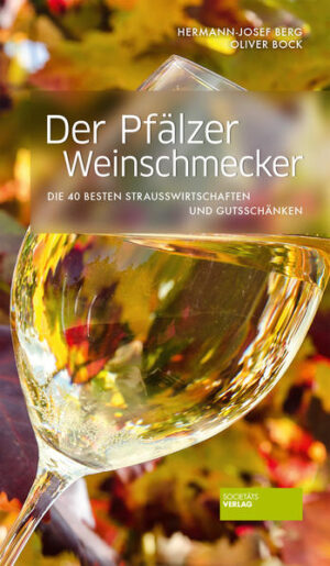 Zum Wohl. Die Pfalz.“ Schon seit Jahrzehnten wirbt die Region mit diesem einprägsamen Slogan. Und irgendwie ist er längst zum Lebensmotto eines Landstrichs geworden, der völlig zurecht als „Toskana Deutschlands“ bezeichnet wird. Die Pfalz ist - nach Rheinhessen - das zweitgrößte Weinanbaugebiet Deutschlands. Ein deutsches Wein-, Genuss- und Landschaftsparadies der besonderen Art. Und ein ideales Recherchefeld für die beiden Weinschmecker Hermann-Josef Berg und Oliver Bock. Die bewährten Experten haben wieder Straußwirtschaften und Gutsschänken unter die Lupe genommen und die jeweils besten ausgesucht. „Der Pfälzer Weinschmecker“ testet in puncto Wein- und Speisenqualität, beschreibt kompakt die Betreiber und das Ambiente. Informationen rund um die Pfalz, Top-Adressen für Saumagen-Freunde, Tipps für Übernachtungen sowie „Sprach-Übersetzungen“ machen das Buch zum idealen Begleiter für genussvolle Touren in der Pfalz. Savoir-vivre auf Pfälzer Art!