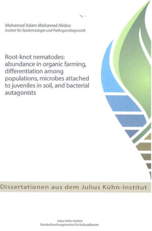 Honighäuschen (Bonn) - Two surveys were conducted to determine the frequency and abundance of plantparasitic nematodes associated with different crops at an organic farm in Egypt, during autumn 2009 and 2011. Eleven genera of plant-parasitic nematodes were detected. Root-knot nematodes (Meloidogyne spp.) showed the highest abundance and frequency of all plant-parasitic nematodes during the two surveys. Commonly detected genera were Tylenchorhynchus, Rotylenchulus, Helicotylenchus and Pratylenchus. Further studies on Meloidogyne were carried out with regard to discrimination among populations, attachment of microbes to juveniles (J2) in soil, and biocontrol through bacterial strains which were known as antagonists of fungal pathogens