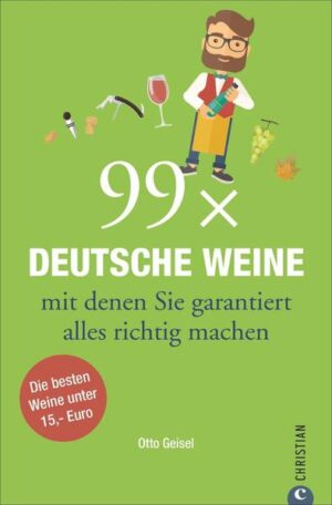 Nicht der Preis macht guten Wein, das verrät dieser neue Weinguide. Von den 99 empfohlenen deutschen Weinen kostet keiner mehr als 15 Euro. Dabei sind es aber keineswegs irgendwelche Weine, sondern vom Weinexperten Otto Geisel ausgewählt und bewertet. Absolut alltagstauglich führt dieser Weinguide Einsteiger und Kenner durch das deutsche Weinangebot. So kaufen, trinken und verschenken Sie garantiert den richtigen Tropfen!