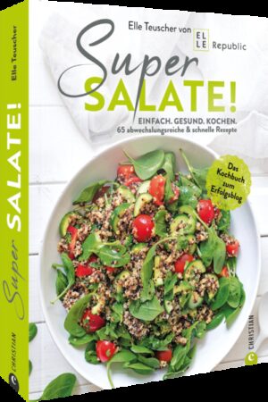 Diese Salate sind wirklich super  Lecker und gesund kochen Elle von Elle Republic steht mit ihrem Blog für das Motto »Einfach. Gesund. Kochen«. Ihr erstes Kochbuch widmet sie den Salaten. Gegliedert nach Jahreszeiten zeigt sie 55 super Salate, die nicht Beilage oder Notlösung sind, sondern tolle Mahlzeiten für jeden Tag. Von »Grünkohlsalat mit Rosenkohl & Parmaschinken« über »Brokkoli-Nudel-Salat« zu »Chimichurri-Kartoffelsalat mit grünen Bohnen«  diese 55 Salatrezepte lassen alle Herzen höher schlagen! Auch nur Salat ist eine Lösung, das zeigt dieses Salat Buch! Das erste Kochbuch von Elle Republic Gesunde Rezepte: Lecker & gesund: alle Rezepte mit Nährwertangaben Esst mehr Salat! Das Buch zum aktuellen Foodtrend "Super Salate!" ist erhältlich im Online-Buchshop Honighäuschen.
