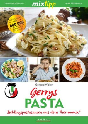 Life is a combination of magic and pasta!  Frederico Fellini Pasta macht glücklich! Unser erfolgreicher Autor Gerry Walter liebt Pasta genauso wie wir und gibt nun in seinem dritten Band der mixtipp-Reihe mit über 40 Rezepten Einblick in seine Pasta-Welt. Wie wäre es mal mit einer weißen Tomaten-Vanille-Sauce oder einem buntem Pasta-Salat? Schnelle Alltagsgerichte wie Spaghetti Aglio e Olio oder Thunfisch-Pasta sind genauso vertreten wie feine Hummerpasta oder Gnocchi in Morchelrahmsauce, wenn es gilt, Gäste edel zu bewirten. Ob Fleisch, Fisch oder vegetarisch  Pasta geht immer und Pasta schmeckt jedem! Natürlich gilt auch in diesem Buch wieder: Alles ist schnell und einfach im TM 5® oder TM 31® zubereitet. Also auf ins Pasta-Glück mit Gerry! "mixtipp: Gerrys Pasta" ist erhältlich im Online-Buchshop Honighäuschen.
