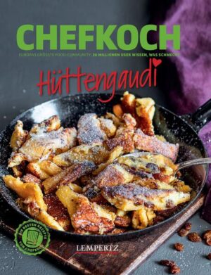 Hüttengaudi CHEFKOCH goes Alpenküche! Wir haben die besten Rezepte aus der Alpenregion für Sie zusammengestellt, denn die schmecken nicht nur auf dem Oktoberfest, sondern immer und überall. Deftige Schmankerl wie Leberkäse, Hirschgulasch und Fleischpflanzerl lassen die Herzen der Fleischliebhaber höherschlagen. Es muss aber nicht immer Fleisch sein, das zeigen die heißgeliebten vegetarischen Klassiker wie Käsespätzle oder Zwiebel- und Reibekuchen. Und natürlich dürfen auch süße Versuchungen wie Kaiserschmarrn nicht fehlen - hier ist garantiert für jeden Hüttenfreund das Richtige dabei! Dazu wartet noch ein besonderes Highlight auf Sie: Wir finden, der Knödel ist ein richtiges Soulfood. Freuen Sie sich also auf ein ganzes Special-Kapitel voll köstlicher Knödelrezepte! Die 50 beliebtesten Rezepte aus der CHEFKOCH-Community sind nun in unserem neuen Kochbuch "Hüttengaudi" versammelt. Damit holen Sie sich das gemütliche Hütten-Feeling direkt nach Hause! ® Lizenz der Marke CHEFKOCH durch CHEFKOCH GmbH eine 100 % Tochter der Gruner + Jahr Deutschland GmbH - Alle Rechte vorbehalten