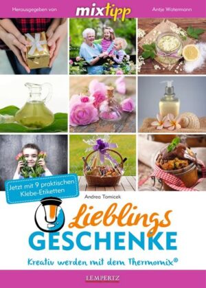 „Kleine Geschenke erhalten die Freundschaft!“ Ob Weihnachten, Geburtstagsfeier, Gartenparty oder der Anstandsbesuch bei der Großtante - ein Mitbringsel erwärmt jedem Beschenkten das Herz und knüpft Bande. Doch oft fehlt einem die zündende Idee für das passende Geschenk: Was also tun? Nicht verzagen, Team MIXtipp fragen. In diesem Band haben wir die schönsten Do-it-yourself-Kreationen von Andrea Tomicek zusammengestellt. Hier findest du originelle Geschenkideen, die du ratzfatz Zuhause mit deinem Thermomix selbst nachmachen kannst. Vom fruchtigen Orangenöl über das Tomaten-Relish, verschiedene Kuchen im Glas bis hin zum Rosenlikör und sogar Wohlfühlprodukten wie dem Orangenhaut-Kaffee-Peeling ist hier alles vertreten. Mit all diesen hausgemachten, wunderbaren Produkten kannst du in Zukunft Freunde, Familie und Kollegen beeindrucken und begeistern! Wie immer gilt: Alle Geschenke kannst du im TM 5 und TM 31 spielend leicht herstellen. Wir wünschen viel Spaß beim Ausprobieren, Verschenken und Freude bereiten!