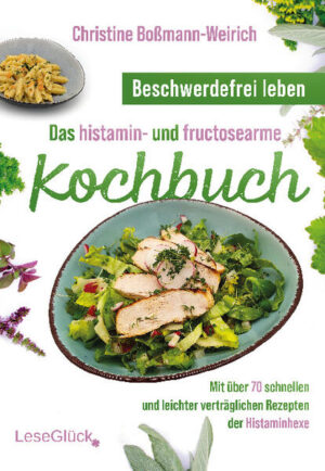 Setze Durchfall, Übelkeit und Kopfschmerzen endlich ein Ende! Mit dem Kochbuch „Beschwerdefrei leben - Das histamin- und fructosearme Kochbuch“ zeigt dir die Histaminhexe, wie es geht! Klappentext: Eine Histamin-Intoleranz in Kombination mit Fructose-Unverträglichkeit kann zu vielerlei Beschwerden und Symptomen führen, die dich im Alltag einschränken können. Profitiere daher jetzt von einer Histamin- und Fructose-armen Ernährung und erreiche ein angenehmeres Lebensgefühl. Freue Dich auf mehr als 70 unterschiedliche Rezepte, mit denen du deine Histamin- und Fructose-Unverträglichkeit weitestgehend unbeschwert umgehen kannst, ohne auf leckere, selbstgemachte Mahlzeiten und Desserts verzichten zu müssen. Sichere Dir mit diesem einzigartigen Kochbuch: - Wissenswertes über die Histamin-Unverträglichkeit und ihre Zusammenhänge mit Fructose- und Sorbit-Intoleranz - Tipps und Tricks, worauf Du beim Einkaufen achten darfst - Mehr als 70 Histamin- und Fructose-arme Rezepte zum Nachkochen und Ausprobieren Die Autorin Christine - die als Histaminhexe einen reichweitestarken Blog zu diesem Thema betreibt - weiß als lizensierte Ernährungsberaterin genau, worauf es bei der Ernährung bei kombinierter Histamin- und Fructose-Intoleranz ankommt. In ihrem Kochbuch zeigt sie dir, wie du dennoch nicht auf guten Geschmack und Genuss beim Essen verzichten musst! Probiere dich jetzt durch die zahlreichen, köstlichen histamin- und fructosearmen Rezepte, die deine Beschwerden lindern können.