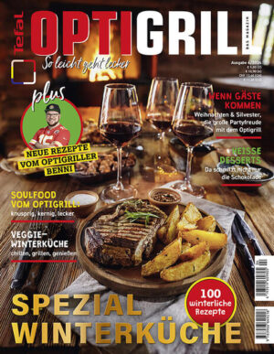 Mit einem großen Knaller und einer Extraportion superleckerer OptiGrill-Rezepte haben wir für Euch die letzte Ausgabe des OptiGrill- Magazins für dieses Jahr zu einem großen Special gepimpt! Denn der Winter ist perfekt für die gemütliche Grillzeit zuhause. Was gibt es Schöneres, als nach einem langen Spaziergang in der Kälte den OptiGrill anzuheizen und die Familie mit leckeren Snacks (wie zum Beispiel unseren Los Angeles Quesadillas) wieder aufzuwärmen? Warme Socken und Joggingklamotten an, rauf auf die Couch und das Netflix- Festival kann (am besten mit den überbackenen Nachos) starten. Ein paar Kerzen auf dem Tisch und der cosy Freundesabend (passt perfekt dazu: Asia-Gemüse mit gegrilltem Lachs) kann beginnen. Harte Zockernacht? Serviere den Kumpels dazu den cremigsten Makkaroni-Käseauflauf ever. Schock die Schwägerin, werde zum Lieblingsschwiegersohn und serviere der ganzen Family an Heiligabend unsere knusprige Kalbsroulade - mmmmh! Und nach den himmlischen Nachtischen (unser Favorit: Zimtschnecken) glaubt fast jeder an das Christkind und zumindest bei Dir zuhause ist Frieden auf Erden und den Menschen ein Wohlgefallen! Mit dem OptiGrill und unseren Rezepten seid Ihr für das harte Überleben im Winter gewappnet. Mit diesem Genussfeuerwerk verabschieden wir uns für diese Jahr von Euch, wünschen Euch eine frohe Advents-, Weihnachts-, und Winterzeit und ganz viel OpriGrill- Freude! Viel Vergnügen beim Nachkochen wünscht Euch Euer Team vom OptiGrill-Magazin