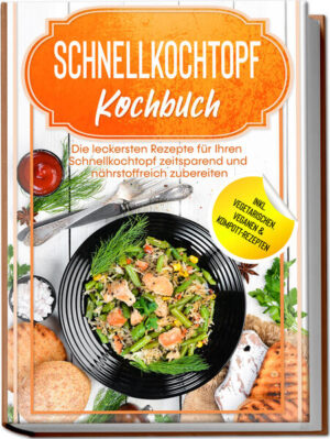 Schneller, geschmacksintensiver, unkomplizierter - einfach besser kochen mit dem Schnellkochtopf „Schnellkochtopf“ klingt nach überschätztem Utensil, das Oma noch aus Prinzip verwendet hat? Ein Haushaltshit der 60er, für den in der leichten Küche des 21. Jahrhunderts weder Platz noch Notwendigkeit ist? Falsch gedacht! Denn der Turbo-Alleskönner punktet auch heute noch mit unschlagbaren Vorteilen: Intensive Aromen, unendliche Vielfalt in der Gerichteauswahl - und natürlich Hochgeschwindigkeit! Wie Sie von seinen Fähigkeiten so richtig profitieren können, zeigt Ihnen mit einer Fülle an köstlichen, speziell darauf zugeschnittenen Rezepten dieses vielfältige Kochbuch. Heutzutage wollen so viele Menschen wie nie gesund, lecker und selbstgemacht essen und haben gleichzeitig so wenig Zeit wie nie fürs Kochen. Da bietet sich der Schnellkochtopf als Verbündeter geradezu an: Er zaubert Ihnen klassische Fleisch- und Fischgerichte genauso blitzschnell auf den Tisch wie vegetarische und vegane Köstlichkeiten und sogar bei Beilagen, süßer Nachspeise oder Marmelade lässt er Sie nicht im Stich - und das alles in Rekordgeschwindigkeit. Optimal eingesetzt spart er so eine Menge Energie und erhält viele wertvolle Vitamine - wie genau, das zeigen Ihnen die Rezepte in diesem Buch. Also probieren Sie sich durch Eintöpfe, Risottos & Ragouts und genießen Sie den unverwechselbaren Geschmack der Schnellkochtopfgerichte! Leckerer Menüauftakt: Starten Sie Ihre Mahlzeit mit Suppe oder Eintopf und genießen Sie etwa Kürbissuppe mit Haube, Bohnen-Rindfleischtopf oder Hühnersuppe mit Nudeleinlage. Deftige Hauptgerichte: Ob Fleisch oder Fisch, mit Hirsch-Jägertopf, Bolognese-Pasta, gefüllter Paprika mit Hack oder zartem Zander wird garantiert jeder satt! Heute lieber vegetarisch oder sogar vegan? Dann verwöhnen Sie sich und Ihre Lieben doch mit Spargelrisotto, Gemüse-Chili, gefülltem Minikürbis mit Reis oder rotem Linseneintopf. Keine Lust auf Abwasch? One-Pot-Gerichte sind unkompliziert zubereitet - gönnen Sie sich beispielsweise Pasta mit Sahne-Schinken-Sauce, deftiges Irish Stew oder Linseneintopf mit Mettenden. Die richtige Beilage macht‘s! Runden Sie Ihr Menü mit Apfel-Rotkohl mit Preiselbeeren, klassischen Salzkartoffeln oder Kartoffelknödeln ab. Darf’s dann noch etwas Süßes sein? Reichen Sie zum Abschluss Köstlichkeiten wie klassischen Milchreis, Orangenpudding oder sogar cremigen Käsekuchen. Und wer gerne selbst einmacht: Kirsch-Kompott, Quitten-Gelee oder Apfel-Kiwi-Mus gelingen im Handumdrehen und bereiten lange Freude. Dieses Kochbuch zeigt Ihnen die Vielfältigkeit des Schnellkochtopfuniversums: Es liefert einfach nachzukochende Rezepte beliebter Klassiker genauso wie Inspirationen der gesundheitsbewussten Küche, versorgt Sie mit präzisen Anleitungen und macht aus Ihnen und Ihrem Schnellkochtopf ein eingespieltes Küchen-Dream-Team. Ganz gleich, ob Sie bereits Küchenprofi sind oder erstmals den Kochlöffel schwingen, ob Sie Ihre Kochkunst raffinieren oder Ihre Ernährung effizienter und zeitsparender gestalten möchten - hier werden Sie in jedem Falle fündig!