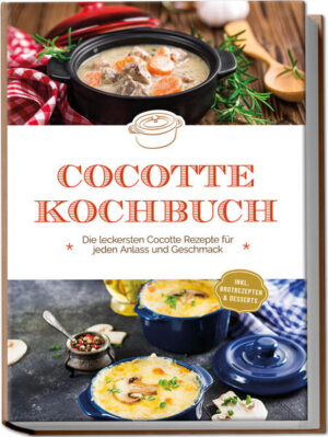 Cocotte-Kochbuch: Einzigartig aromatisch kochen, backen und schmoren mit dem emaillierten Alleskönner Knusprige Brote backen, intensiv schmeckende Eintöpfe schmoren oder raffinierte Suppen zaubern - und das alles mit nur einem Topf? Das geht! Und zwar mit der Cocotte, dem Aromenwunder mit Inspiration aus Omas Küche und welch unvergleichliche Genussvielfalt Sie dem Bräter entlocken können, das zeigen Ihnen die abwechslungsreichen Rezepte in diesem Kochbuch. Tolle Wärmespeicherkapazität, unschlagbare Vielseitigkeit und unnachahmlicher Aromenreichtum dank langsamem Garprozess: Damit punktet die Cocotte, der gusseiserne Allrounder, und noch dazu erhält sie wertvolle Inhaltsstoffe, spart jede Menge Abwasch und lässt Sie sogar beim Fondue nicht im Stich. Grund genug, beim Kochen künftig auf den hübschen Retro-Helfer zu setzen und die passenden Rezepte dazu gibt’s in diesem Buch. Ob Sie feine Suppen zubereiten, Ihr eigenes Brot backen, herrlich aromatische Eintöpfe, Aufläufe oder Nudelgerichte schmoren oder verführerische Desserts kreieren wollen, hier finden Sie eine Riesenauswahl, die Fleischfreunde, Fischfans, Veggies und Naschkatzen gleichermaßen glücklich macht. Ist das kompliziert? Ganz im Gegenteil! Die Cocotte macht auch komplexe Gerichte zum Kinderspiel und garantiert dank Antihaftbeschichtung und gleichmäßiger Erwärmung beim Backen, Kochen und Schmoren gleichermaßen Top-Ergebnisse. Zudem schenken die unkomplizierten Schritt-für-Schritt-Rezepte auch Anfängern gelungene Geschmacks-Highlights vom ersten Versuch an und machen im Handumdrehen die ganze Familie satt und zufrieden. Brotbacken leicht gemacht: Mit knusprigem Hefe-Brot, Sauerteigbrot, Tomatenbrot oder American-Corn-Bread holen Sie sich den unvergleichlichen Duft von frisch gebackenem Brot ganz einfach in die eigene Küche. Suppen & Eintöpfe: Bei aromatischen Schlemmereien wie Graupen-Gemüsesuppe, klassischem Bauerntopf, Bärlauch-Zwiebel-Suppe oder Minz-Kürbis-Suppe läuft die Cocotte zur Höchstform auf. Herzhaftes mit Fisch und Fleisch Seelachsfilet mit Gemüse, Fischtopf italienischer Art, Gulasch im Blätterteig oder Hähnchen-Pasta erhalten in der Cocotte einen einzigartig intensiven Geschmack. Vegetarisch-vegane Hauptgerichte: Ob Gemüse, Pasta oder Reis, bei würziger Kürbispasta, Pilz-Reis-Topf, Zucchini-Paprika-Pfanne oder Quinoa-Kokos-Topf kommen Veggies voll auf Ihre Kosten. Sündig-süße Köstlichkeiten: Gönnen Sie sich mit Gebäck und Desserts wie Apfel-Zimt-Schnecken, Eierlikör-Kuchen, Birnen-Gratin mit Mirabelle oder Kokoskuchen ganz besondere Genussmomente. Dieses Kochbuch hebt Schlemmen auf ein völlig neues Level und zeigt Ihnen, wie Sie die kulinarische Bandbreite Ihrer Cocotte kreativ ausschöpfen können. Ob Sie mit einem Cocotte-Kauf liebäugeln, Ihrem verstaubten Bräter endlich die verdiente Aufmerksamkeit schenken wollen oder einfach auf der Suche nach Inspirationen sind - hier finden Sie reichlich Auswahl für jeden Geschmack.