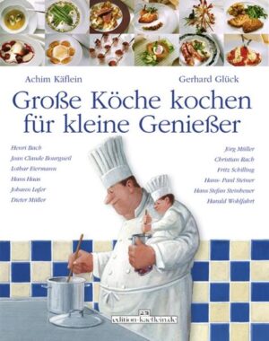 Die Antwort auf Fastfood, Burger und Pommes frites. Zwölf der renommiertesten deutschen Spitzenköche kochen in diesem Buch ihre Lieblingsgerichte und die Ihrer Kinder. Rezeptklassiker aus Deutschland, Österreich, Frankreich und Tirol. Sie erklären einfach, anschaulich und nachvollziehbar insgesamt 70 ihrer schönsten Rezepte. Zahlreiche Stepp-by-step-Photos erklären bildhaft wie alles funktioniert. Achim Käflein photographiert die Gerichte brillant und appetitanregend, Gerhard Glück würzt das Ganze mit liebevollen, zum Teil auch bissigen Illustrationen. Eine ideenreiche kulinarische Zeitreise die Kindheitserinnerungen wachruft, Spaß bereitet und Anfänger wie Fortgeschrittene zum Nachkochen einlädt. Gedacht für kleine wie große Genießer, für Kinder, Jugendliche, Eltern, Großeltern, Singles und Paare. Liebe geht durch den Magen. Mitwirkende Köche sind: Henri Bach, Restaurant Résidence, Essen- Kettwig/ Jean Claude Bourgueil, Restaurant Schiffchen, Düsseldorf/ Lothar Eiermann, Schloß& Waldhotel Friedrichsruhe, Zweiflingen/ Hans Haas, Tantris, München/ Johann Lafer, Le Val d´Or, Stromberg/ Dieter Müller, Restaurant Dieter Müller, Bergisch Gladbach/ Jörg Müller, Restaurant Jörg Müller, Westerland-Sylt/ Christian Rach, Tafelhaus, Hamburg/ Fritz Schilling, Restaurant Käfer Schänke, München/ Hans-Paul Steiner, Hirschen, Sulzburg/ Hans Stefan Steinheuer, Steinheuers Restaurant, Bad Neuenahr-Heppingen/ Harald Wohlfahrt, Schwarzwaldstube, Baiersbronn Die Autoren Achim Käflein, geb. 1959, lebt in Freiburg im Breisgau. Seit 1985 arbeitet er als selbstständiger Photodesigner. Viele seiner zahlreichen Bildbände erhielten Auszeichnungen und Preise, darunter auch den World Cookbook-Award für das beste Kochbuch. Der Bereich Essen und Trinken, insbesondere die Haute Cuisine gehören neben Länder- und Lifestyle-Themen zu seinen bevorzugten Arbeitsbereichen. Seine Leidenschaft gilt zudem anspruchsvoller Landschaftsphotographie und künstlerischen Schwarz-Weiß-Arbeiten. Gerhard Glück, Jahrgang 1944, studierte Grafik-Design und Kunsterziehung. Er ist Autor zahlreicher Bücher und arbeitet für internationale Magazine und Zeitungen, u.a. seit zehn Jahren für das NZZ FOLIO, die Zeitschrift der Neuen Zürcher Zeitung. Seine Arbeiten wurden oft ausgezeichnet. 2000 erhielt er den Deutschen Karikaturenpreis. Er lebt in einer kleinen grünen Hölle am Stadtrand von Kassel.