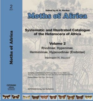 Honighäuschen (Bonn) - In MOTHS OF AFRIVA vol. 2, 44 species of the subfamily Rivulinae, 198 of Hypeninae, 290 of Herminiinae and 30 of Hypenodinae are described and figured. The review includes descriptions of 1 genus, 252 species and 6 subspecies new to science. So far, no systematic survey of the moths of the Erebidae subfamilies Rivulinae, Hypeninae, Herminiinae and Hypenodinae of the African Continent ever have been made, either a faunistic analysis, or even a check-list of species. Of each species, a diagnosis and the geograpical range are given, and when known, details of habitat preference and biology. All species are presented with their full name and references to the original description, with fully referenced synonyms. Special emphasis is given to descriptions and coloured illustrations, and to figures of genitalia features of both sexes, which were selected from more than 5.000 dissections. Male and female genitalia of nearly all species are illustrated, and in some cases distribution maps are provided. DNA sequencing was performed for approx. 600 Ethiopian African specimens, following Ratnasingham & Hebert (2007) using the Kimura 2 Parameter model. All species are illustrated in colour and it is hoped that these illustrations alone can serve as a source for the identification of superficially identifiable species. All species are arranged in biogeographical categories, according to the definitions of those units at the first setout.