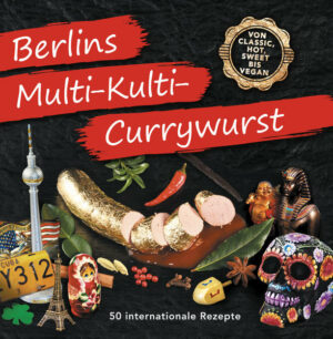 Berlins Multi-Kulti-Currywurst präsentiert Ihnen ein Potpourri urbaner Kreationen verschiedenster Kulturen, gewürzt mit unbändiger Freude am Kochen, serviert mit leckeren kulinarischen Ideen. Zu jedem der 50 Rezepte gibt es eine ländertypische Beigabe und eine Getränkeempfehlung. Alle Gerichte sind neben dem Rezept abgebildet. "Berlins Multi-Kulti-Currywurst" ist erhältlich im Online-Buchshop Honighäuschen.