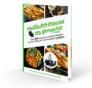 Heißluftfritteuse leicht gemacht! Über 100 Einfache & Geniale Rezepte für den Alltag Heißluftfritteuse leicht gemacht! - das perfekte Heißluftfritteuse Kochbuch für alle, die ihre Küche revolutionieren möchten! Dieses hochwertig gebundene Hardcover-Kochbuch wurde von Sven Gaiser, dem Experten hinter dem beliebten YouTube-Kanal "Friteusen Profi", erstellt. Sven Gaiser testet seit Jahren Heißluftfritteusen und bringt seine umfassende Expertise in dieses Buch ein, um euch die besten Tipps und Heißluftfritteuse Rezepte zu bieten. Stell dir vor, du bereitest leckere Selbstgemachte Pizza-Bagels zu, die knusprig und herzhaft sind - perfekt für einen schnellen Snack oder ein unkompliziertes Abendessen. Oder wie wäre es mit Teriyaki-Hähnchen mit Zuckerschoten, das saftig, aromatisch und voller Geschmack ist? Für die Naschkatzen unter euch gibt es die 15-Minuten-Zimtschnecken, die im Handumdrehen fertig sind und köstlich duften. In "Heißluftfritteuse leicht gemacht!" erwarten dich also nicht nur köstlichen Klassiker, sondern auch viele innovative und gesunde Rezepte, die du mit Leichtigkeit in deiner Heißluftfritteuse zubereiten kannst. Dieses Heißluftfritteuse Rezeptbuch ist darauf ausgelegt, das Beste aus deinem Gerät herauszuholen und dir dabei zu helfen, köstliche, fettarme Gerichte zu zaubern. Was dieses Rezeptbuch für die Heißluftfritteuse so besonders macht: Über 100 Rezepte für jeden Geschmack: Von herzhaften Snacks über köstliche Hauptgerichte bis hin zu süßen Leckereien - hier ist für jeden etwas dabei! Dieses Rezepte Airfryer Buch bietet dir eine breite Palette an Gerichten. Einfache und verständliche Anleitungen: Die Schritt-für-Schritt-Erklärungen machen es dir leicht, jedes Gericht perfekt hinzubekommen, egal ob du Anfänger oder erfahrener Koch bist. Hochwertige Farbfotos: Jedes Rezept wird durch ansprechende Farbfotos ergänzt, die dir zeigen, wie das fertige Gericht aussehen kann - eine perfekte Inspiration für deine Küche. Einsteiger-Tipps vom Friteusen-Profi: Sven Gaiser aus dem Youtube Kanal teilt seine wertvollen Erfahrungen zur Bedienung und Pflege deiner Heißluftfritteuse sowie praktische Tipps und Tricks, um das volle Potenzial deines Geräts zu nutzen. Lecker, Gesund und Vielfältig: Mit der Heißluftfritteuse kannst du frittierte Speisen mit weniger Fett genießen, ohne auf den vollen Geschmack zu verzichten. Das Airfryer Kochbuch zeigt dir, wie es geht. Das Heißluftfritteuse Kochbuch bietet nicht nur eine Vielzahl an fantastischen Rezepten, sondern kommt auch in einer stilvollen, hochwertigen Hardcover-Ausgabe daher. Es sieht in jeder Küche großartig aus und ist auch ein wunderbares Geschenk für Freunde und Familie, die das Kochen mit der Heißluftfritteuse lieben. Greif jetzt zu und entdecke, wie einfach und lecker Kochen mit der Heißluftfritteuse sein kann - dank der Expertise von Sven Gaiser, dem Fritteusen-Profi! Genieße gesunde, köstliche Mahlzeiten, die im Handumdrehen gelingen.