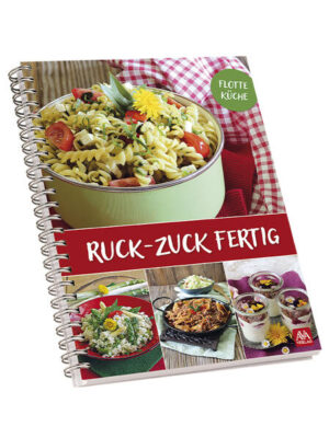 Dieses Kochbuch ist für alle, die »schnelles« Kochen lieben. Garantiert lecker und leicht nachzukochen sind diese herzhaften und süßen Ruck-Zuck-Gerichte. Sie sind vollkommen unkompliziert zuzubereiten und benötigen nicht viel Zeit. Egal, ob feine Snacks für zwischendurch, rasante Hauptgerichte oder schnelle Nachtische - die feinen Rezepte in diesem Kochbuch bieten eine bunte Auswahl an schmackhaften Salaten, Beilagen, Suppen und Fleischgerichten sowie Variationen mit Nudeln. Tolle Desserts und Kuchen dürfen natürlich nicht fehlen. In nur wenigen Minuten entstehen feinste Speisen für Groß und Klein. Das Besondere: Alle Gerichte sind mehrfach erprobt und bieten viel Raum für eigene saisonale Kreationen. Liebevoll gestaltet, mit ansprechenden Fotos, wertvollen Tipps und Tricks - ist dieses Kochbuch ein absolutes Must-have für alle »Schnell-Kocher«. Also, ran an die Töpfe und los! Seiten 130, 14,8 x 21 cm, Spiralbindung, Best.-Nr. 0291