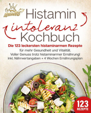 Voller Genuss trotz Histaminintoleranz: 123 unschlagbar leckere Rezepte inklusive Nährwertangaben und effektivem 4 Wochen Ernährungsplan- So steigern Sie Ihr Wohlbefinden und erobern sich Ihre Lebensqualität zurück! - ✔ Sie haben die Diagnose Histamin Intoleranz erhalten und wissen nun nicht so recht, was bei Ihnen überhaupt noch auf den Teller darf? ✔ Sie möchten Ihre Ernährung umstellen, um endlich beschwerdefrei leben zu können? ✔Sie möchten trotz Ihrer Unverträglichkeit außergewöhnlich leckere Gerichte genießen? Dann ist dieses Rezeptbuch perfekt für Sie! Dieser Ratgeber wird Ihnen beweisen, wie unglaublich lecker histaminarme Ernährung sein kann! Zaubern Sie sich mit unseren 123 ganz einfach nachkochbaren und köstlichen Rezepten Ihre neuen Lieblingsgerichte! Egal, ob Sie sich vegetarisch, vegan oder Low Carb ernähren - hier ist für jeden Geschmack etwas dabei! Perfekt geeignet für Familien, Singles, Berufstätige oder Studenten! Finden Sie heraus, wodurch eine Histaminintoleranz entsteht und wie sie sich im Körper äußert Erfahren Sie, welche Lebensmittel die ungewünschten Reaktionen Ihres Körpers auf Histamin verstärken können und welche Lebensmittel besser für Sie geeignet sind Genießen Sie 123 schmackhafte und alltagstaugliche Rezepte für jede Tageszeit, bei denen Ihnen schon beim Lesen das Wasser im Mund zusammenlaufen wird!sättigende Hauptgerichte wie Flammkuchen, Kartoffelauflauf oder Hähnchenpfanne leckere Frühstücksrezepte wie Porridge, Pancakes oder Frühstücks-Kekse ausgefallene Salate wie Ziegenkäse-, Pasta- oder Melonensalat kreative Suppen wie Karotten-, Süßkartoffel- oder Zwiebelsuppe köstliche Desserts wie Schoko-Pudding, Eiscreme und Bananenbrot inklusive schmackhafter Smoothies und Snacks Perfekt für Meal-Prep: Die meisten unserer Rezepte eignen sich bestens zum Vorkochen und sparen Ihnen somit viel Zeit! ★ BONUS: Mit unserem exklusiven 4 Wochen Ernährungsplan können Sie schon bald überwältigende Fortschritte erzielen! ★ Sichern Sie sich jetzt dieses umfassende und liebevoll zusammengestellte Kochbuch und schlemmen Sie mit den abwechslungsreichen und leckeren Rezepten zu Ihrem neuen beschwerdefreien Leben!