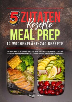 5 Zutaten Rezepte Meal Prep ist ein Kochbuch, das darauf abzielt, das alltägliche Dilemma von Berufstätigen und Familien zu lösen: Wie bereitet man schnell, einfach und gesund Mahlzeiten vor, ohne dabei Stunden in der Küche zu verbringen? In einer Welt, in der Zeit ein kostbares Gut ist, bietet dieses Buch eine einfache, aber geniale Lösung: köstliche und nahrhafte Mahlzeiten mit nur fünf Zutaten, verpackt in 12 Wochenpläne. Das Buch umfasst eine breite Palette an Meal Prep Rezepte, um verschiedene Geschmäcker und Ernährungsbedürfnisse abzudecken. Von herzhaften Frühstücks-Optionen, die Energie für den ganzen Tag liefern, über schnelle und leichte Mittagsgerichte, die im Büro oder zu Hause genossen werden können, bis hin zu nahrhaften Abendessen, die der ganzen Familie schmecken. Außerdem beinhaltet es gesunde Snack-Optionen für Zwischendurch. Ein besonderer Schwerpunkt liegt auf der Vielfalt der Rezepte. Egal ob Sie Vegetarier, Veganer oder Fleischliebhaber sind, dieses Buch hat etwas für jeden Geschmack. Die Zutaten sind leicht erhältlich, sodass Sie unabhängig von Ihrem Standort köstliche Mahlzeiten zubereiten können. Dieses Rezeptbuch hilft Stress in der Küche zu reduzieren, damit Sie mehr Zeit mit Ihren Liebsten oder Freunden verbringen können. Mit 240 leckeren Rezepten, die mit leicht verständlichen Anleitungen versehen sind, ist dieses Buch ein unverzichtbarer Helfer für jeden, der seinen Alltag erleichtern und dabei nicht auf Genuss verzichten möchte.