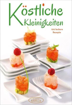 Sie regen den Appetit an, stimmen auf die bevorstehende Mahlzeit ein und verkürzen sehr lecker die Zeit, bis man sich zu Tisch begibt: 'Kleine Köstlichkeiten'! Die Academia Barilla zeigt in diesem neuen Kochbuch, wie Sie Ihre Gäste mit Fleischspießen, Gemüseröllchen, Fischhäppchen, Sandwiches, Wraps en miniature, von einfach bis raffiniert beeindrucken können. Dazu verraten bekannte Barkeeper, welcher Cocktail zu welcher Kleinigkeit passt.