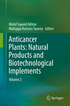 This volume provides summarized scientific evidence of the different classes of plant-derived phytocompounds, their sources, chemical structures, anticancer properties, mechanisms of action, methods of extraction, and their applications in cancer therapy. It also discusses endophyte-derived compounds as chemopreventives to treat various cancer types. In addition, it provides detailed information on the enhanced production of therapeutically valuable anticancer metabolites using biotechnological interventions such as plant cell and tissue culture approaches, including in vitro-, hairy root- and cell-suspension culture