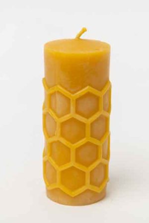 Stumpenkerze mit Zellen | Bienenwachskerzen aus dem Honighäuschen
